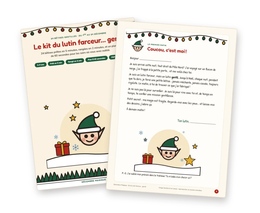 Le kit du lutin farceur gentil et sa lettre d’arrivée